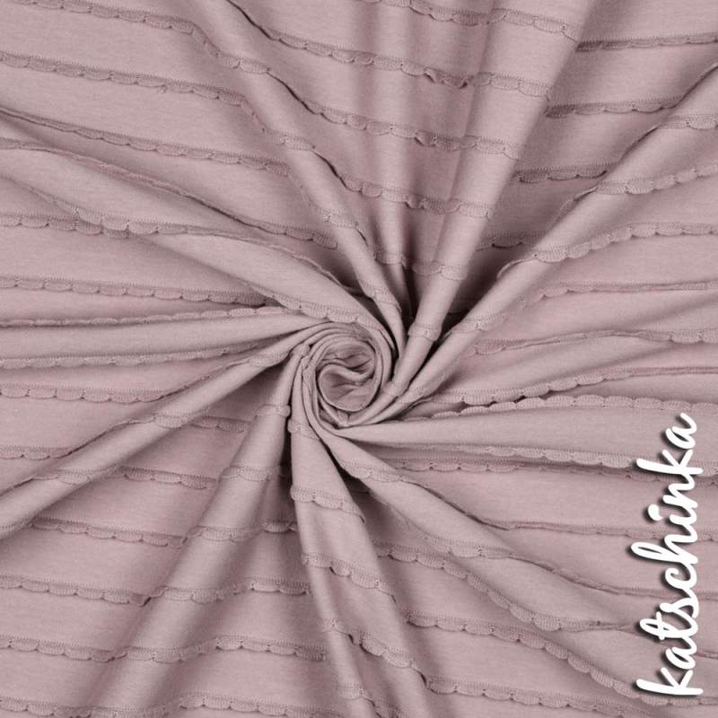 Jersey mit Rüschen Mauve 007 | Meterware Strukturjersey